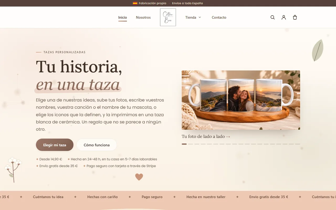 Portada de la tienda Cotton Box, diseñada por Renace